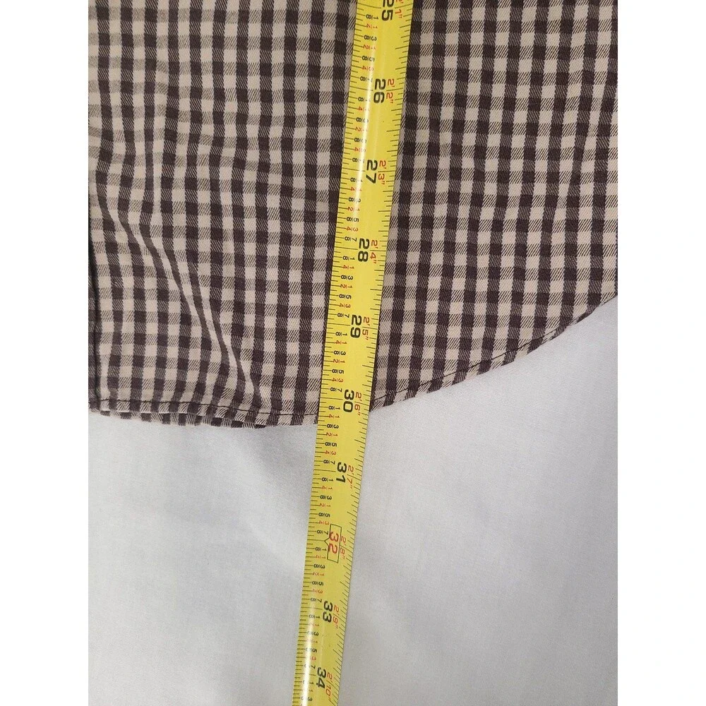 Banana Republic Mens Size L Brown Check Button Down Shirt Long Sleeve